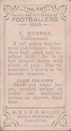 1933 Wills's Victorian Footballers (Small) #69 Leonard Murphy Back